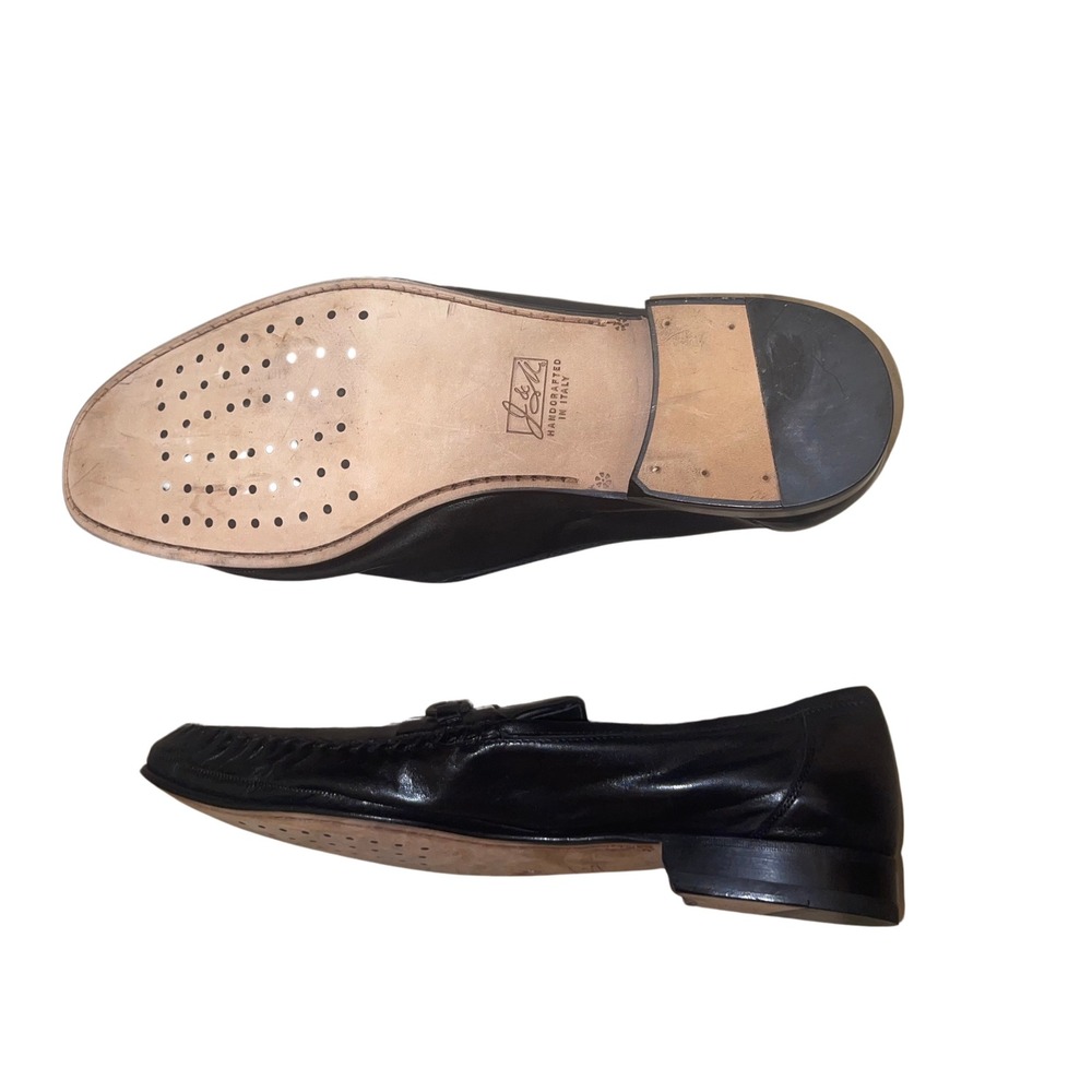 Johnston &‎ Murphy Black Leather Bit Loafers Made in Italy Men's 13 - Picture 8 of 9